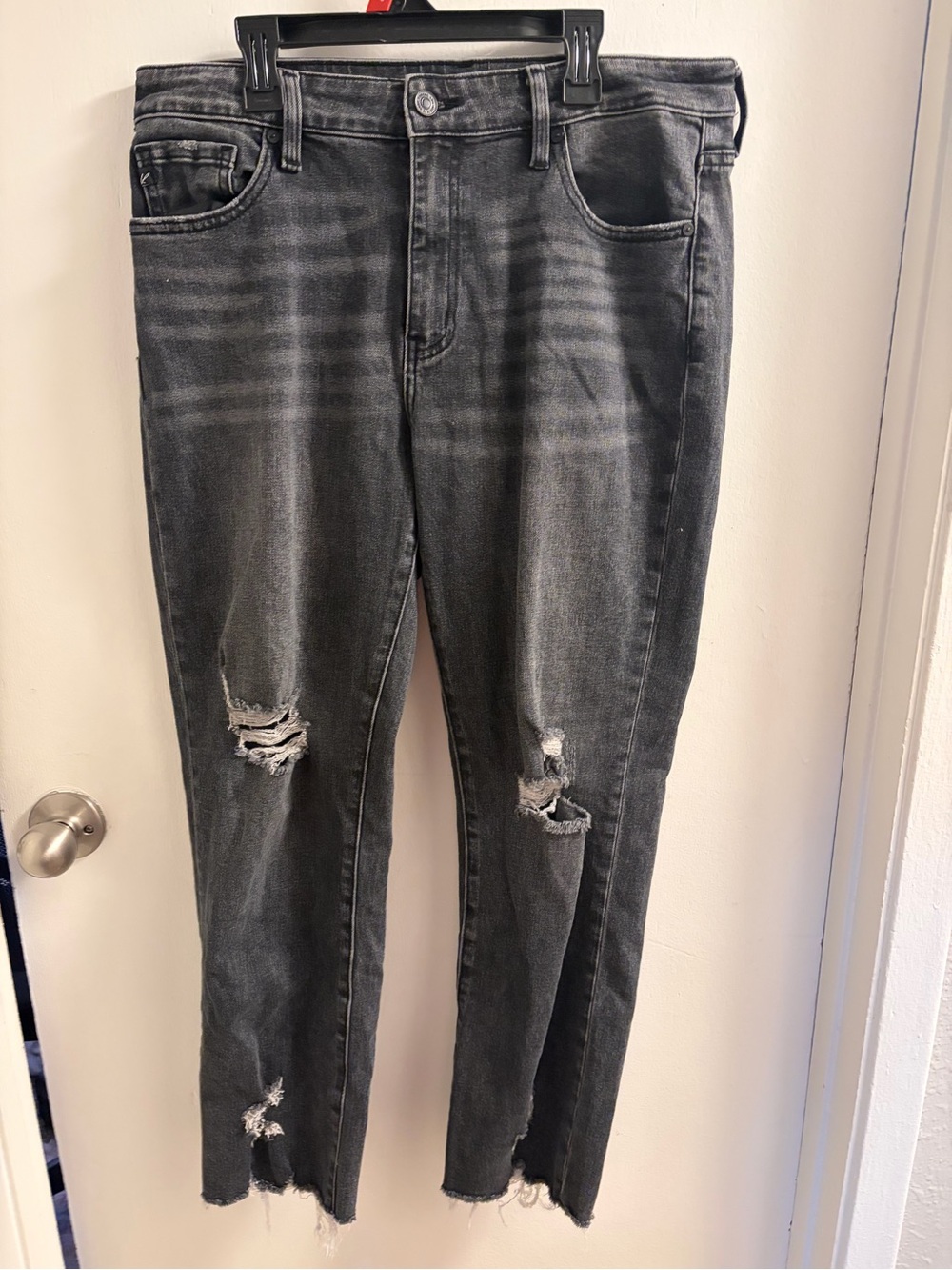 KanCan Distressed Charcoal Black Straight-Leg Jeans